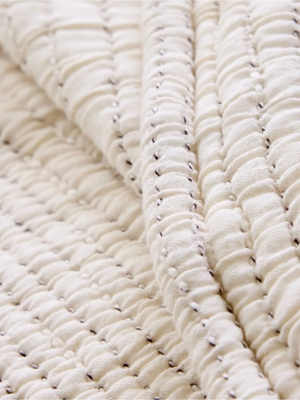 Quince Organic Cotton Channel Stitch Coverlet, undyed Full/Queen